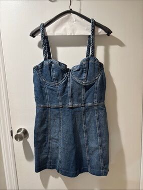 FLASH SALE -12hrs Alice & Olivia Jean Denim Bustier Mini Dress - Blue